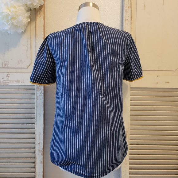 Madewell fable boho embroidered floral stiped top - Picture 7 of 12